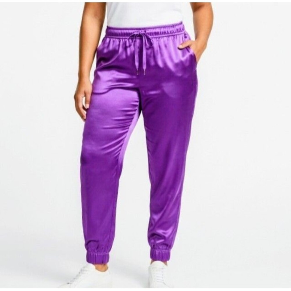 LILLY PULITZER Pants Purple Satin Jogger Drawstring Elastic Waist/Ankle NEW $128